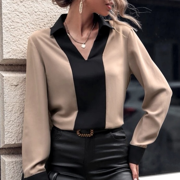 Two Tone Collared Blouse - Picture 6 of 15